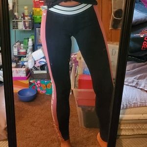 Pink strappy leggings